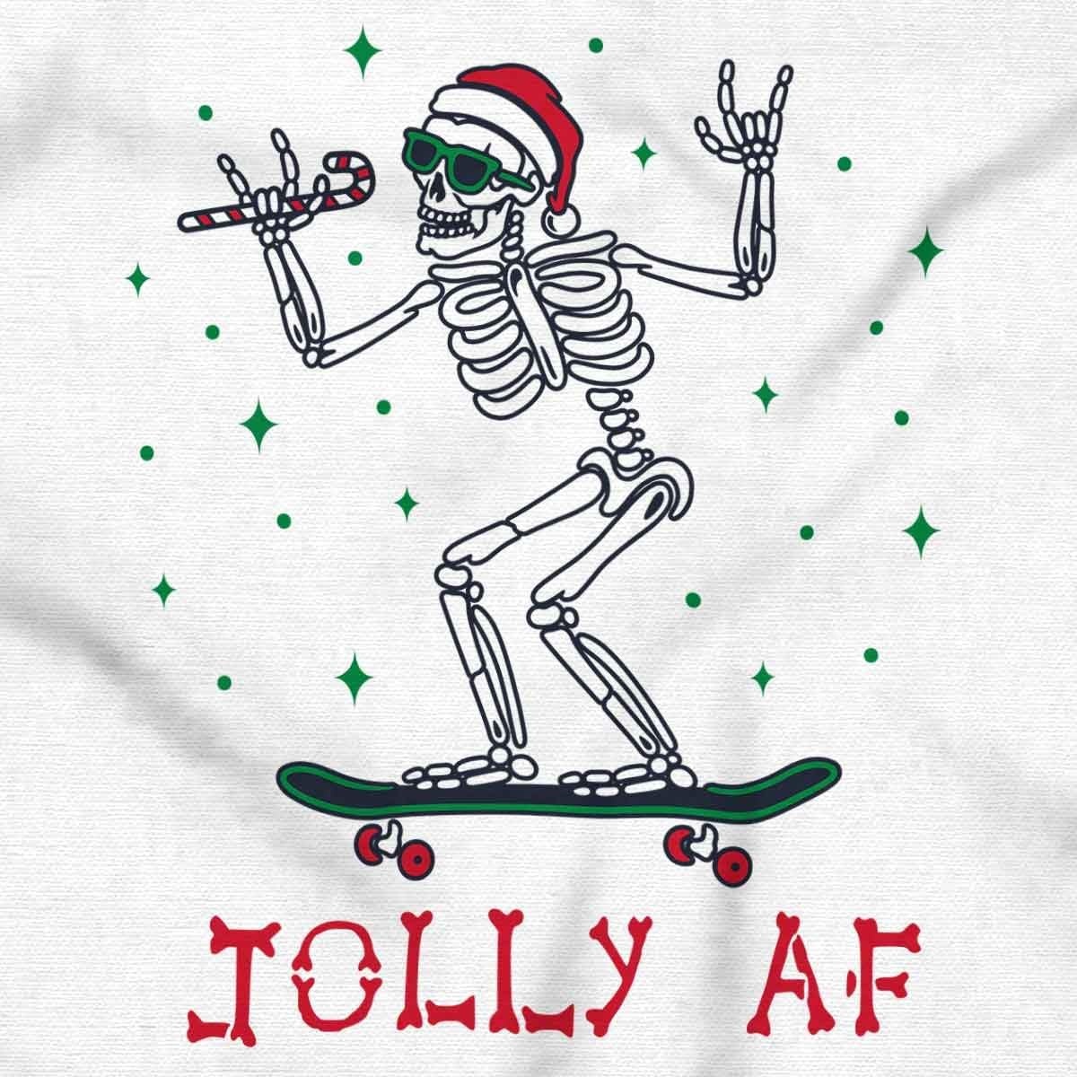 image:imageBrisco Brands Spooky Christmas Skeleton Jolly AF Graphic T Shirt Men or WomenWhite