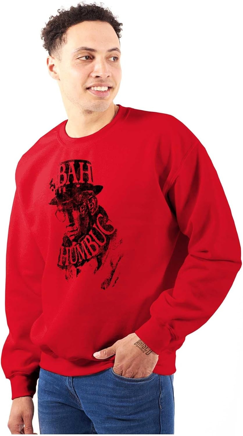 image:imageBrisco Brands Xmas Bah Humbug Christmas Scrooge Sweatshirt for Men or WomenRed