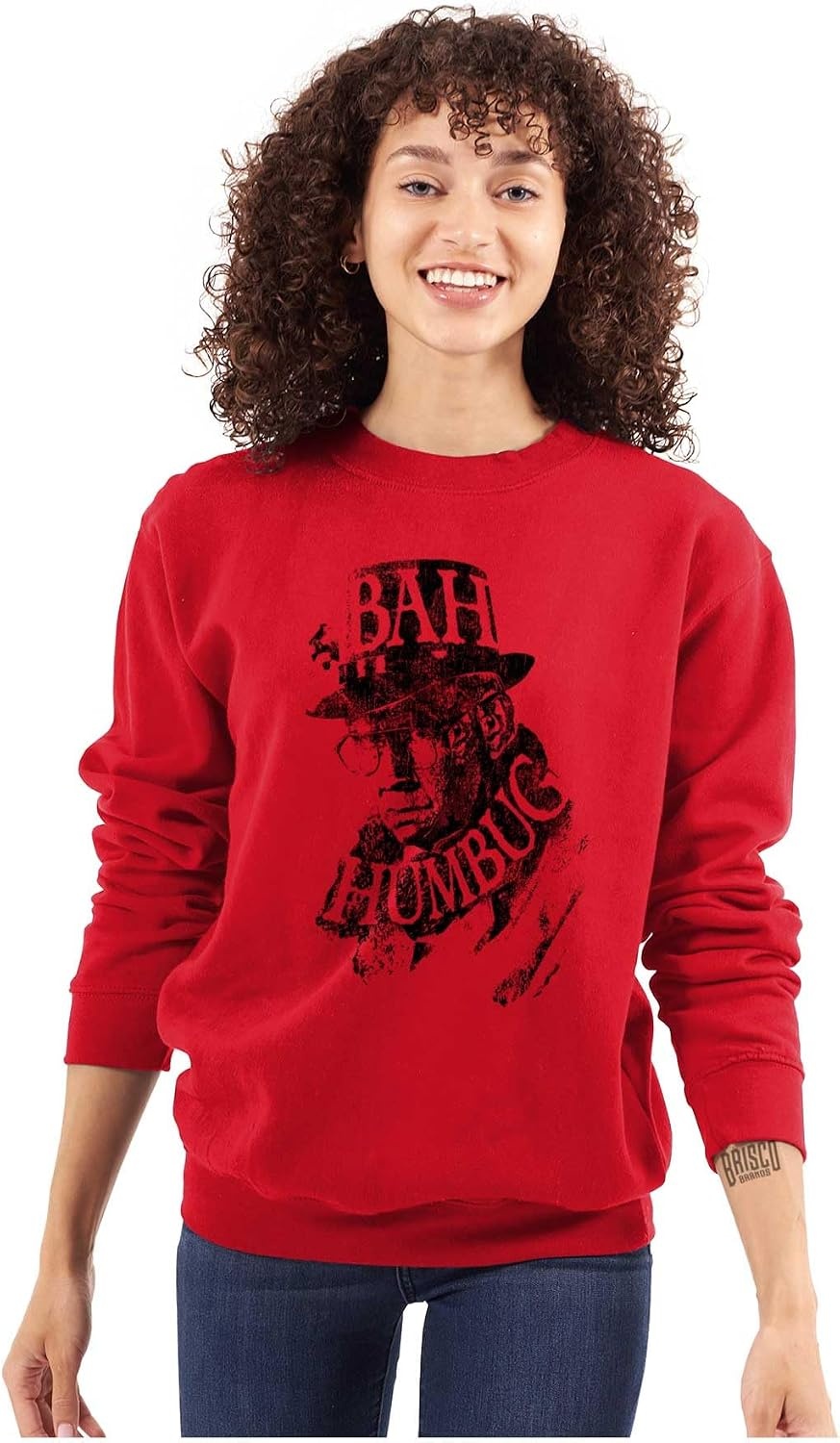 image:imageBrisco Brands Xmas Bah Humbug Christmas Scrooge Sweatshirt for Men or WomenRed