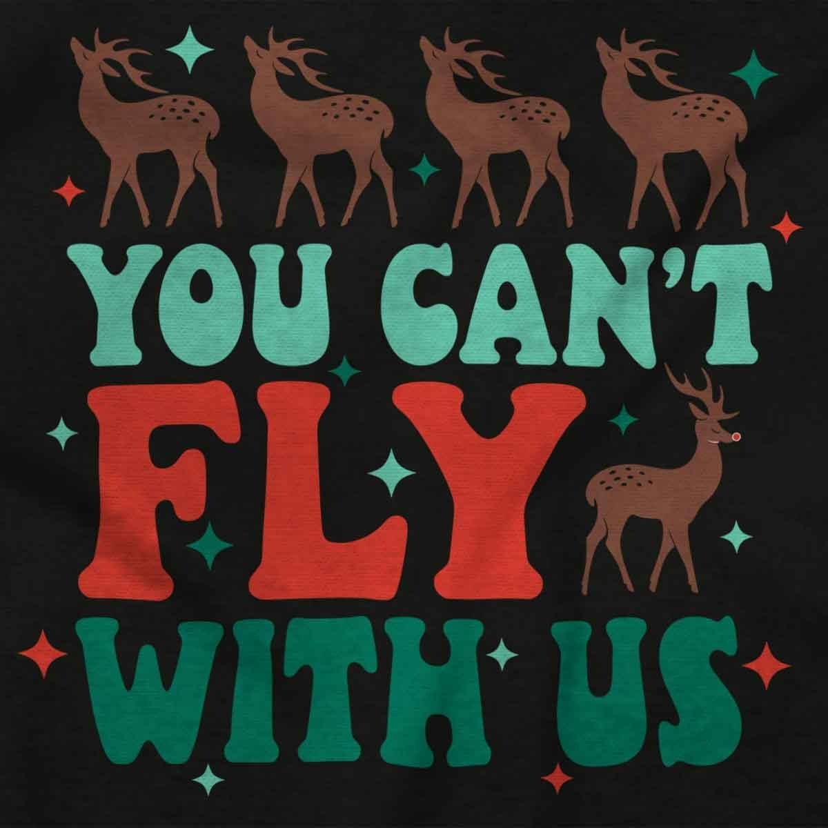 image:imageBrisco Brands Xmas Reindeer You Cant Fly With Us Baby Romper Boys or GirlsBlack