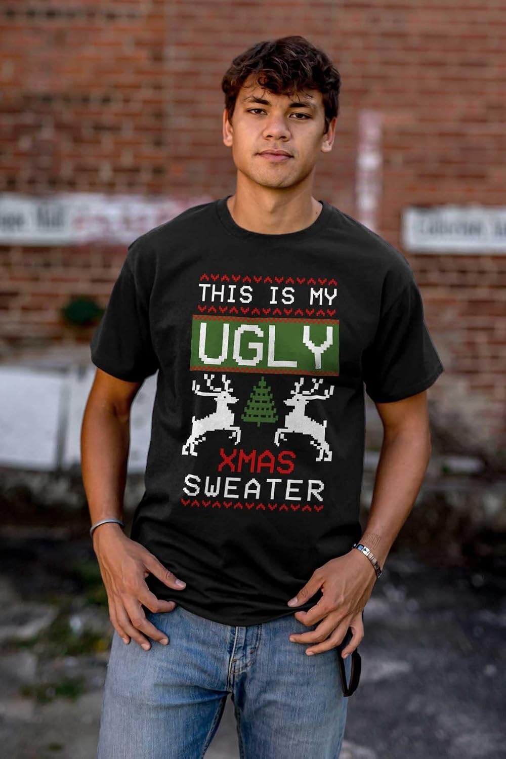 image:imageBrisco Brands Xmas This My Ugly Christmas Sweater Graphic T Shirt Men or WomenBlack