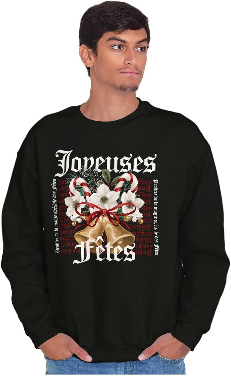 image:imageChristmas Bells Joyeuses Fetes Sweatshirt for Men or WomenBlack