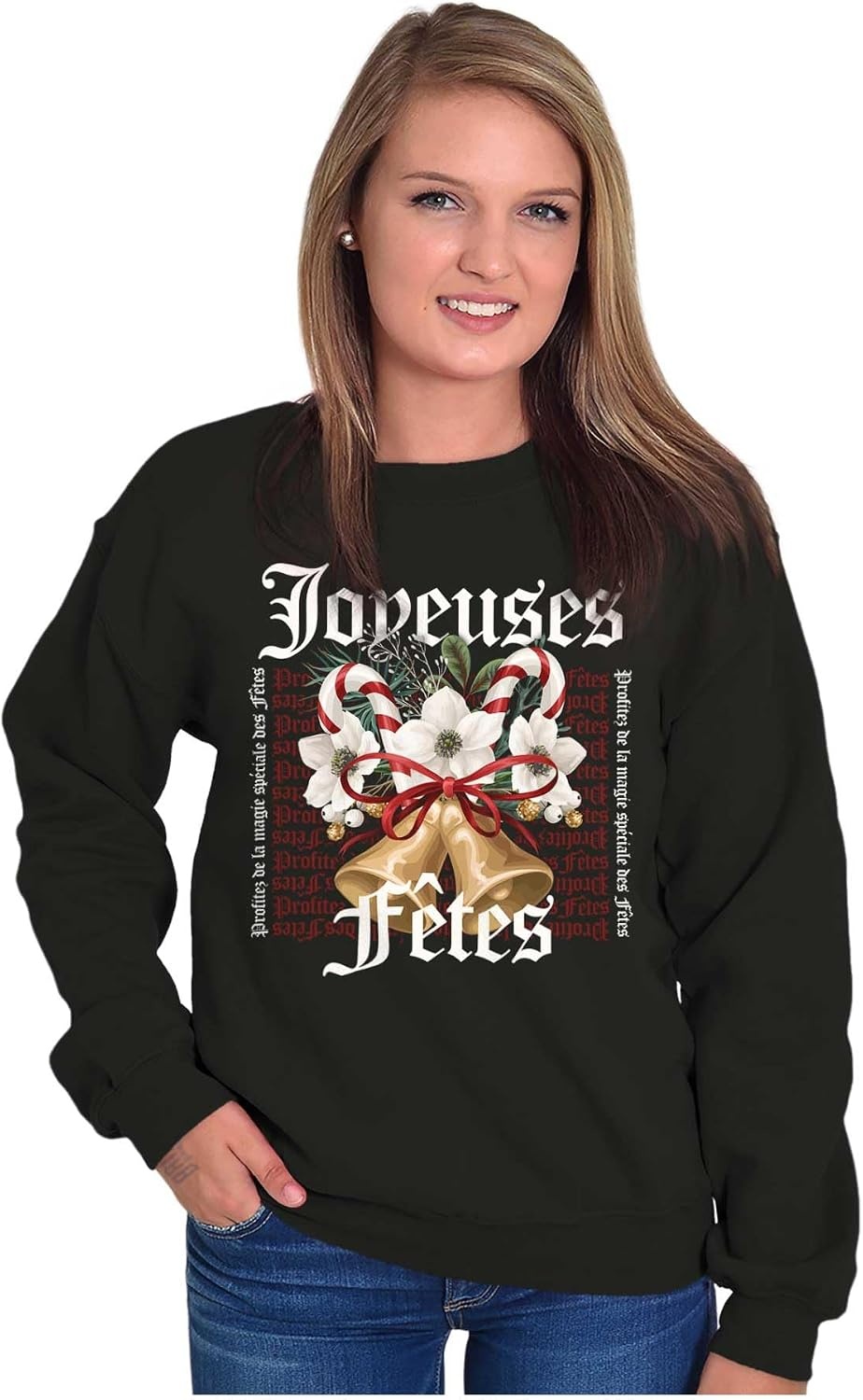 image:imageChristmas Bells Joyeuses Fetes Sweatshirt for Men or WomenBlack
