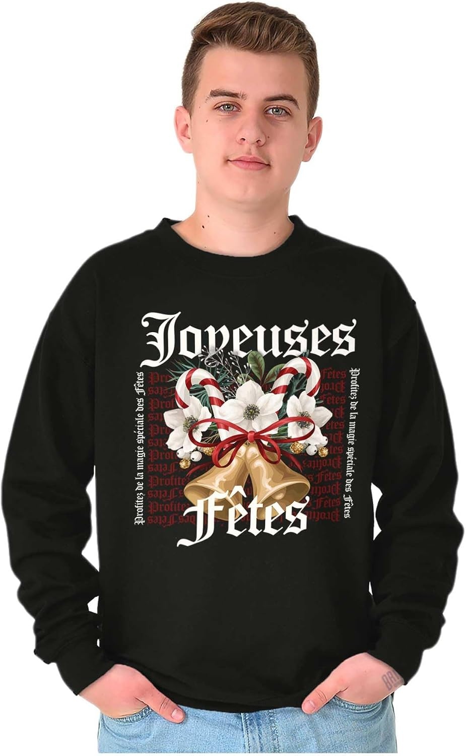 image:imageChristmas Bells Joyeuses Fetes Sweatshirt for Men or WomenBlack