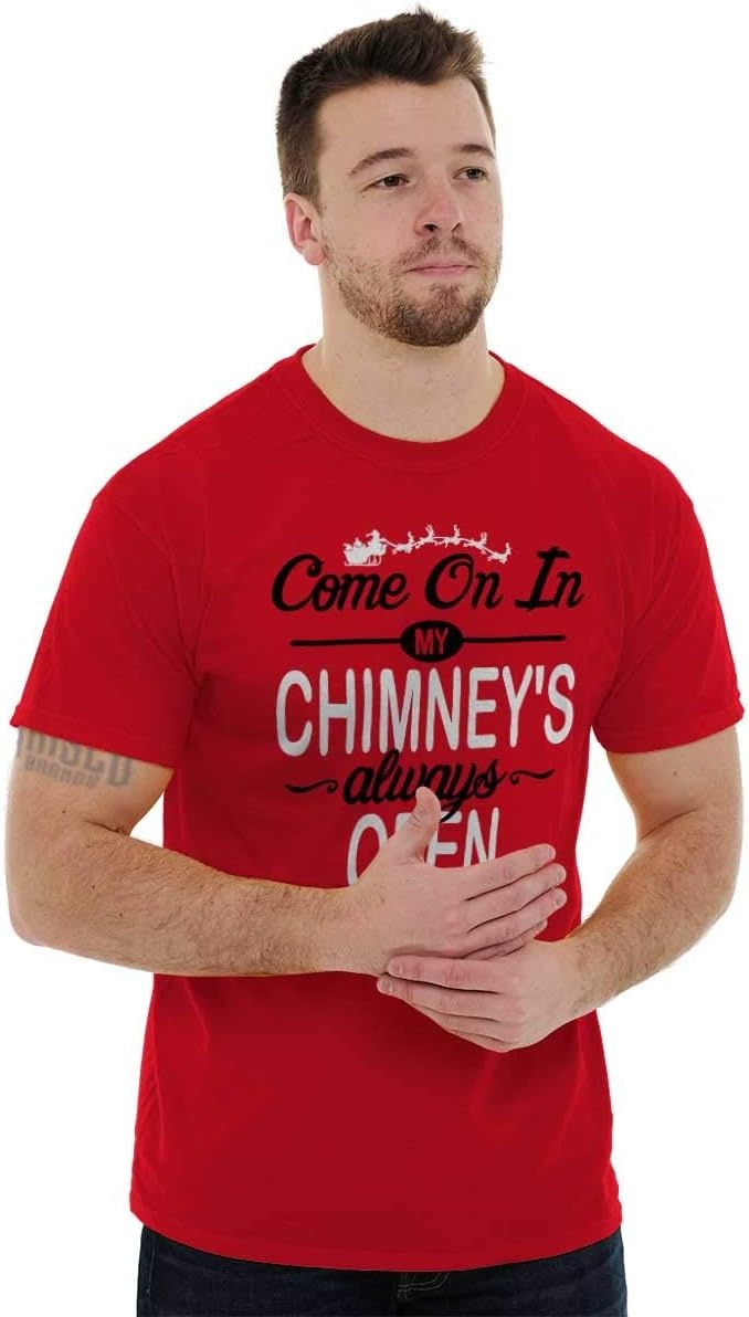 image:imageChristmas Come On in Chimney is Open Graphic T Shirt Men or WomenRed