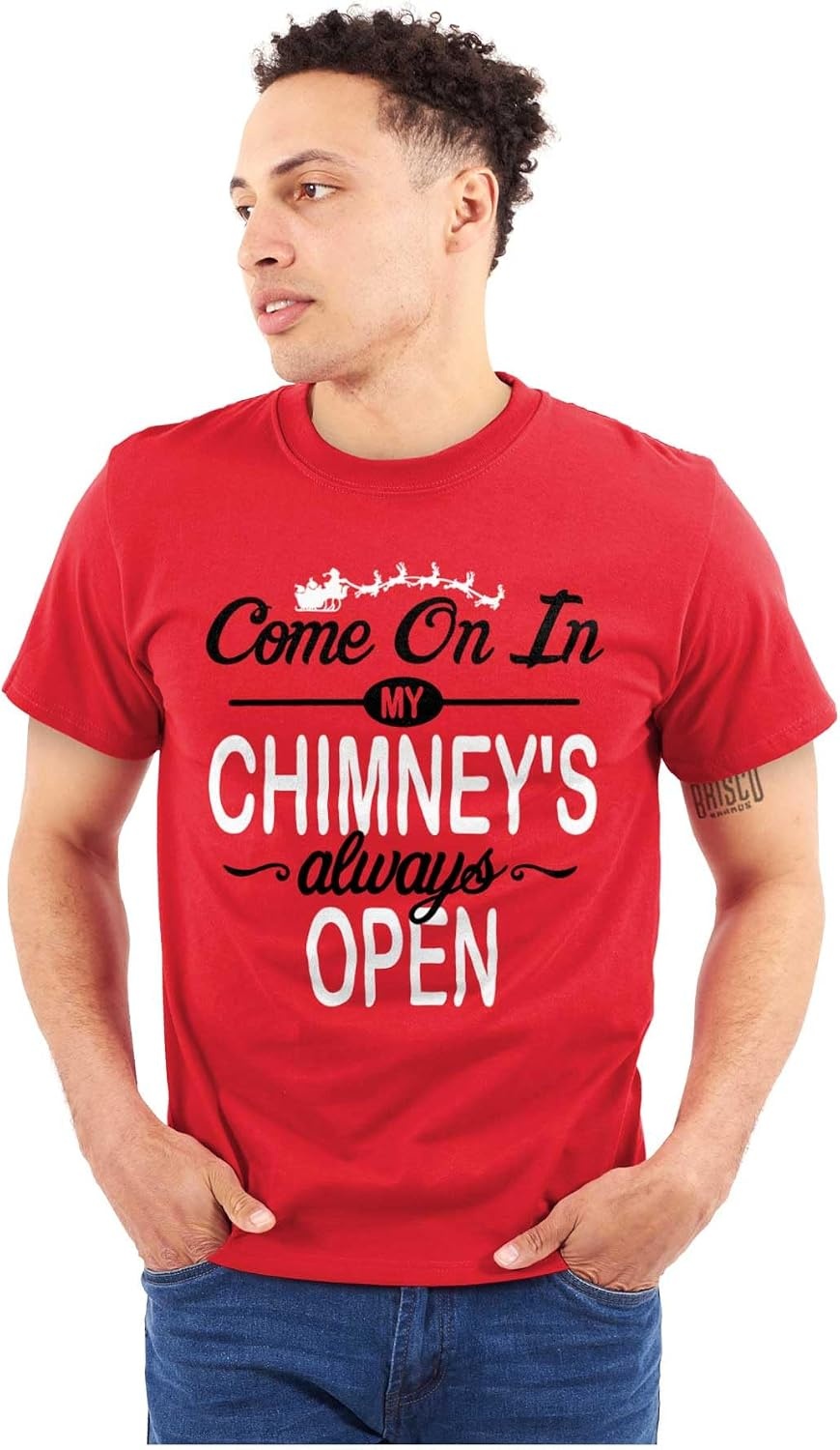 image:imageChristmas Come On in Chimney is Open Graphic T Shirt Men or WomenRed