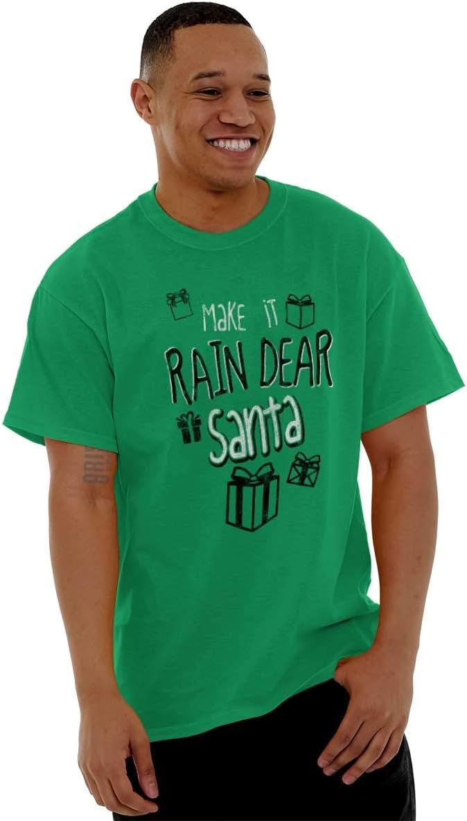 image:imageChristmas Make It Rain Dear Santa Graphic T Shirt Men or Women Irish Green