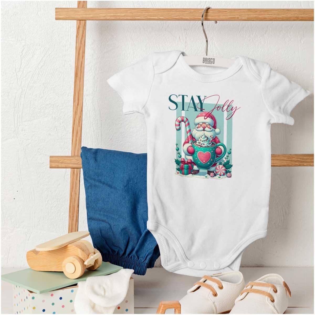 image:imageChristmas Santa Claus Stay Jolly Baby Romper Boys or GirlsWhite