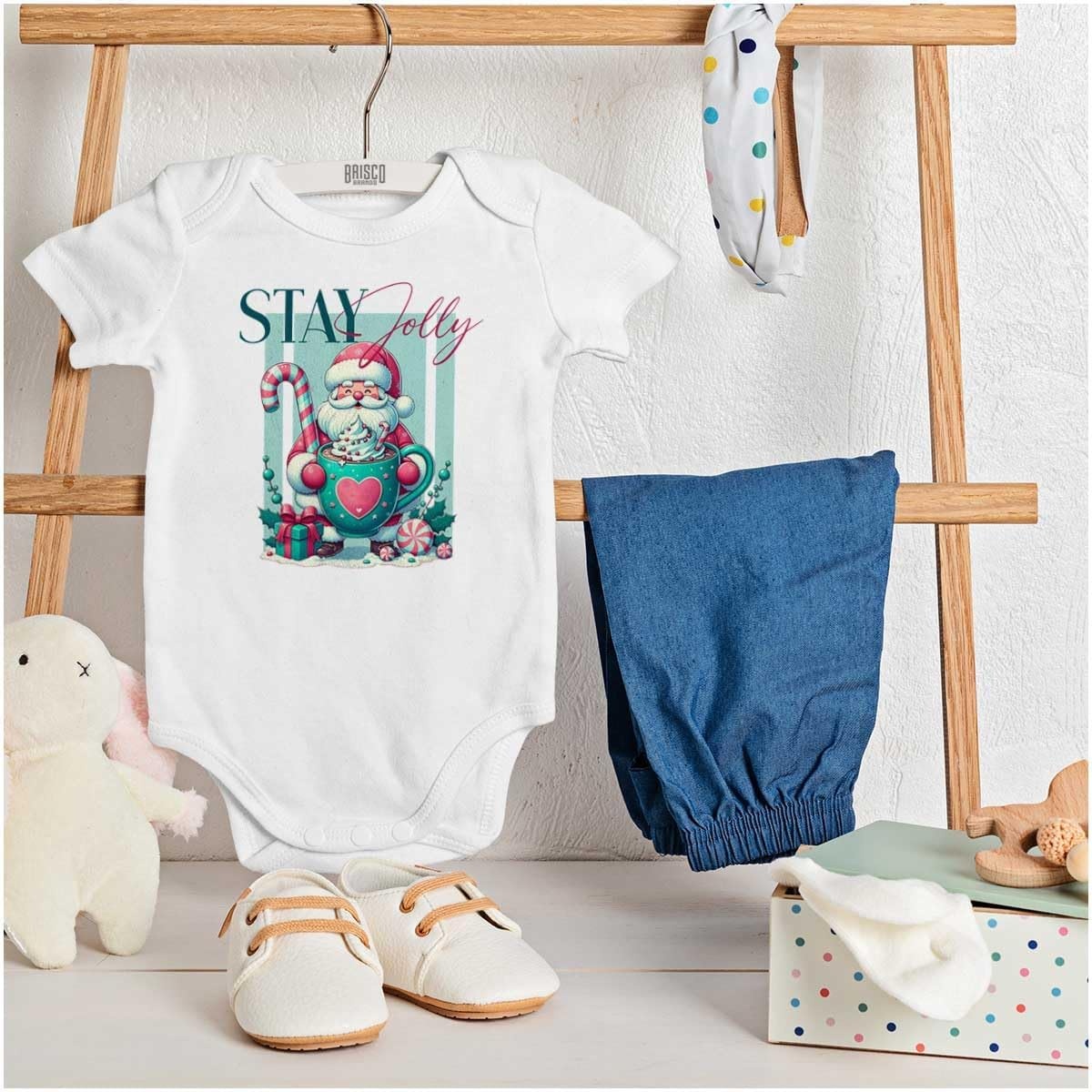 image:imageChristmas Santa Claus Stay Jolly Baby Romper Boys or GirlsWhite
