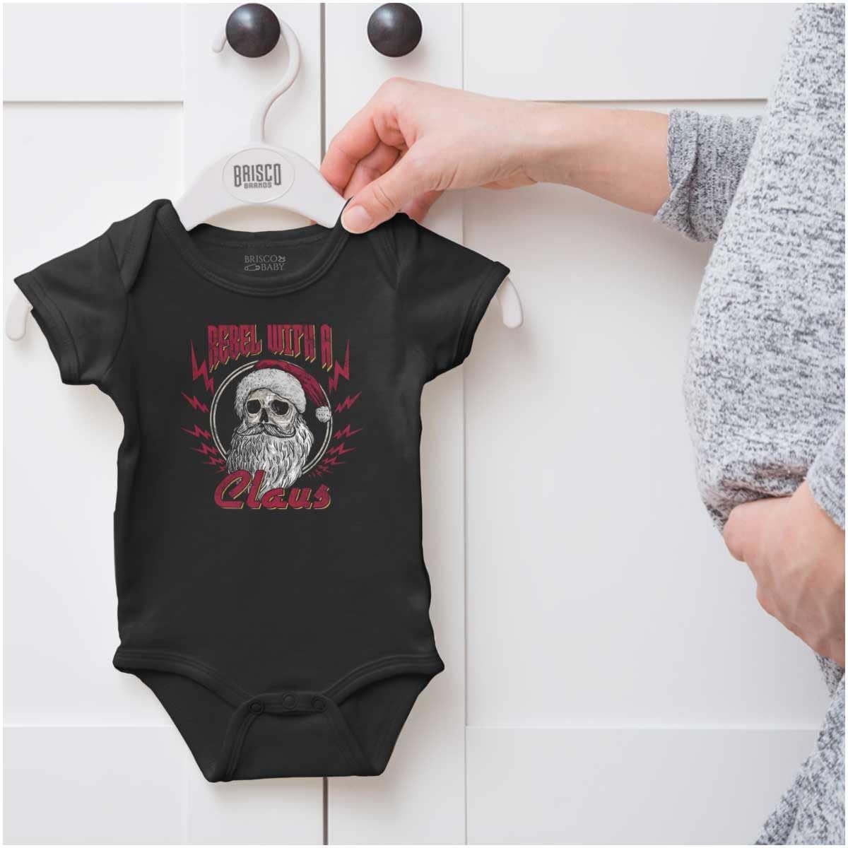 image:imageChristmas Santa Rebel With A Claus Baby Romper Boys or GirlsBlack