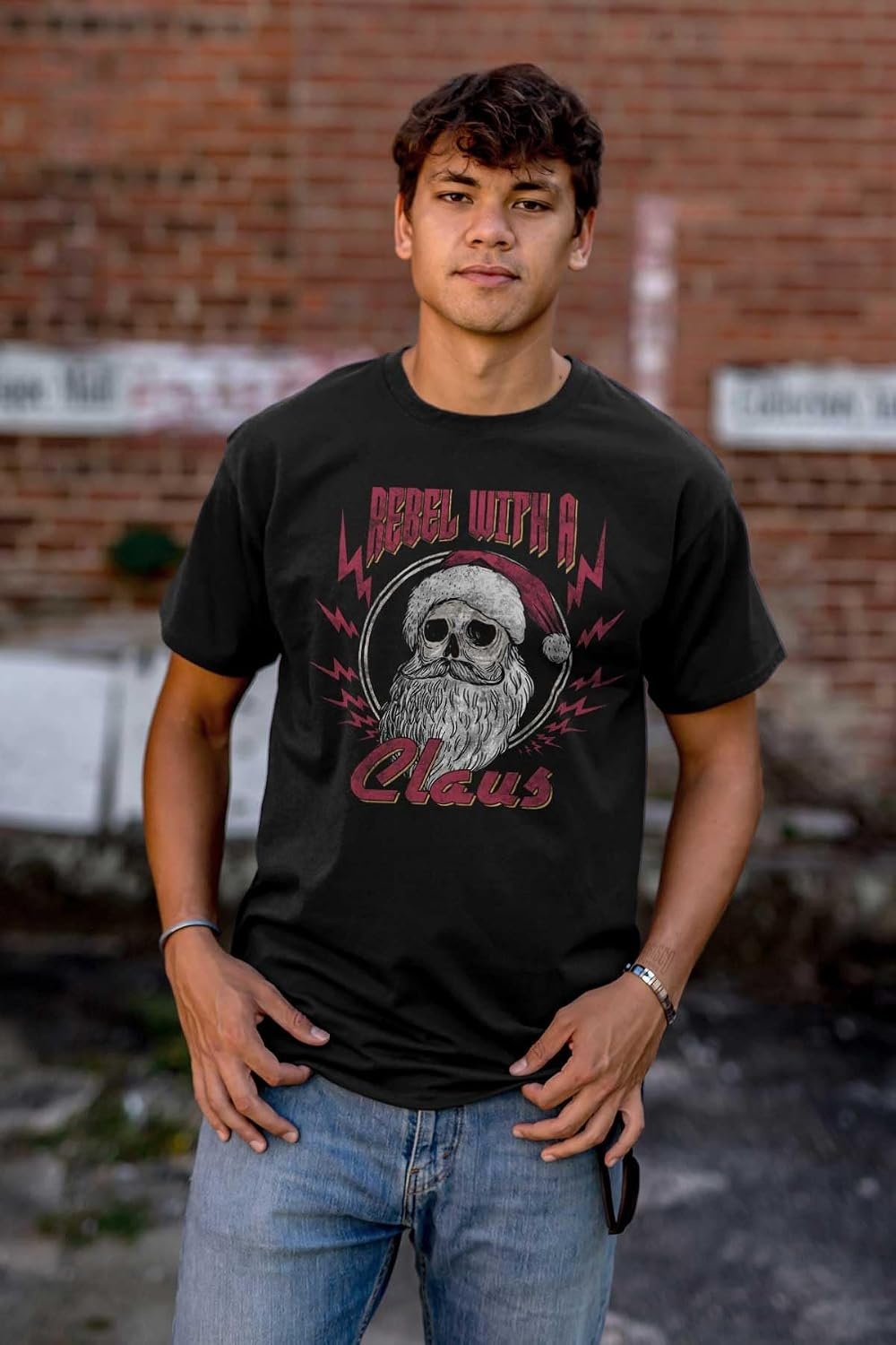 image:imageChristmas Santa Rebel with A Claus Graphic T Shirt Men or WomenBlack