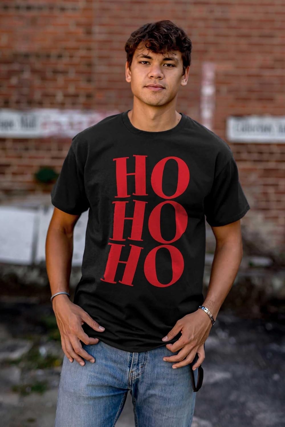 image:imageChristmas Santa Saying Ho Ho Ho Graphic T Shirt Men or WomenBlack