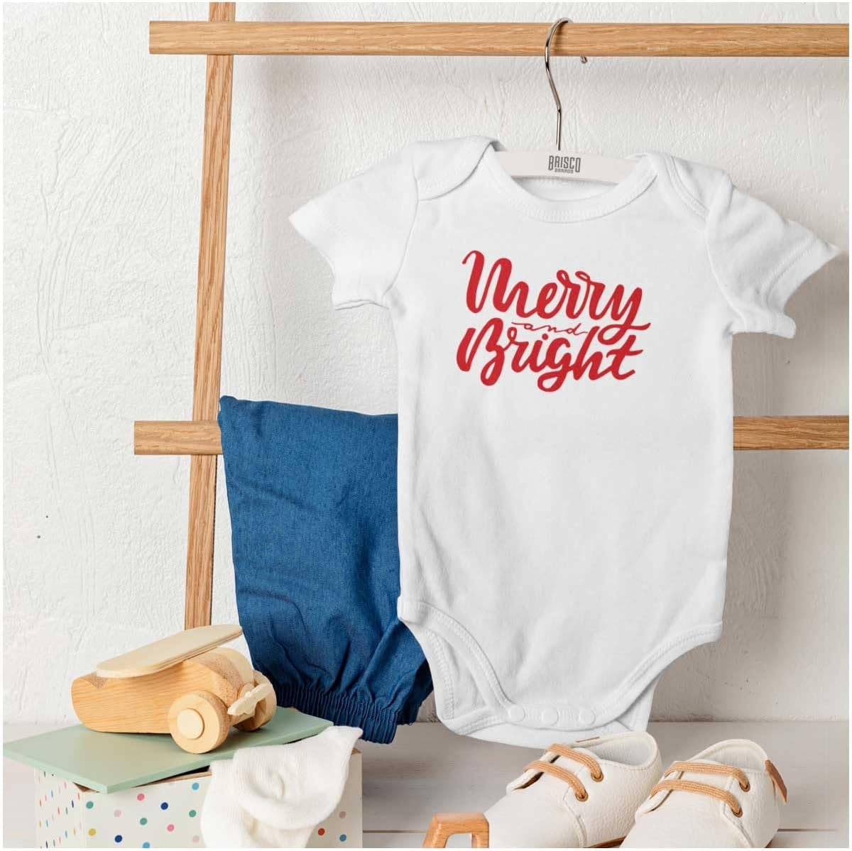 image:imageClassic Christmas Merry and Bright Baby Romper Boys or GirlsWhite