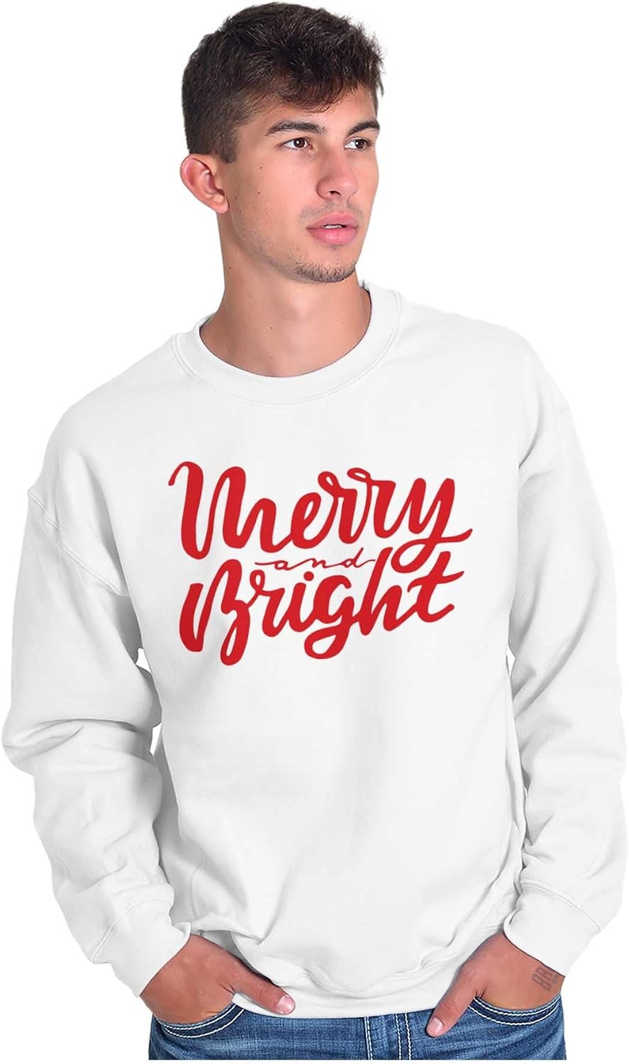 image:imageClassic Christmas Merry and Bright Sweatshirt for Men or WomenWhite