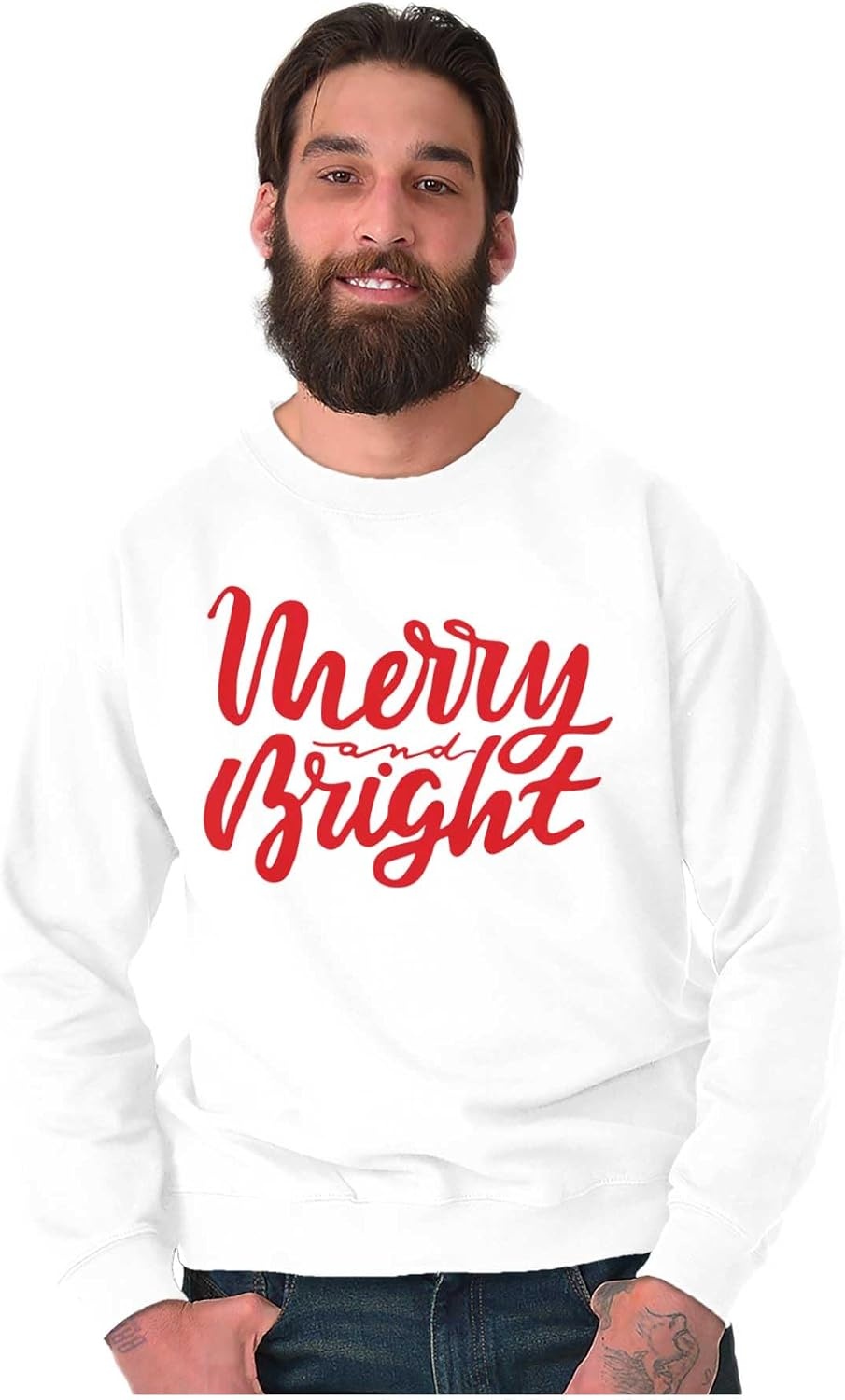 image:imageClassic Christmas Merry and Bright Sweatshirt for Men or WomenWhite