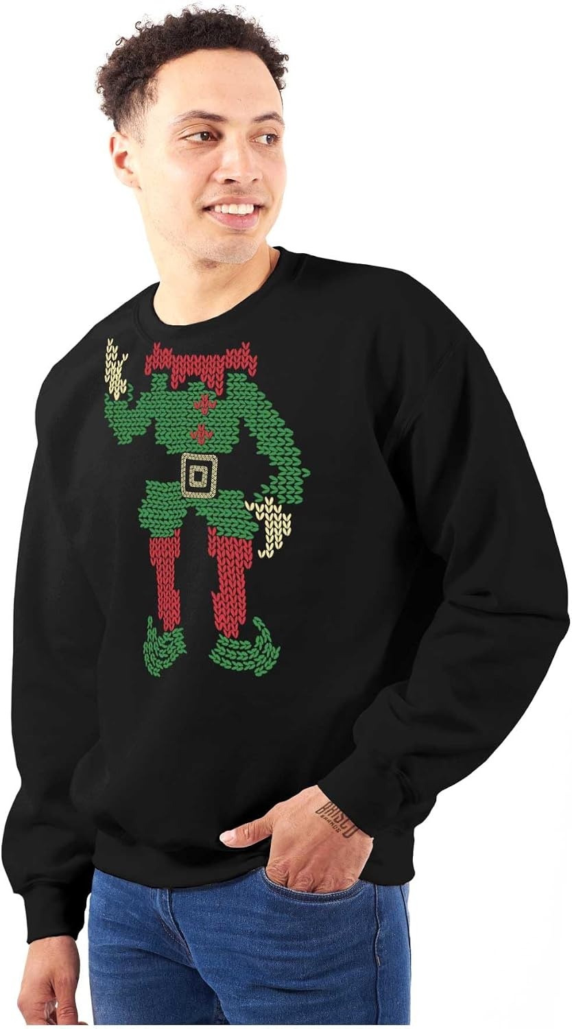 image:imageClassic Teaze Ugly Christmas Stitch Pattern Elf Sweatshirt for Men or WomenBlack