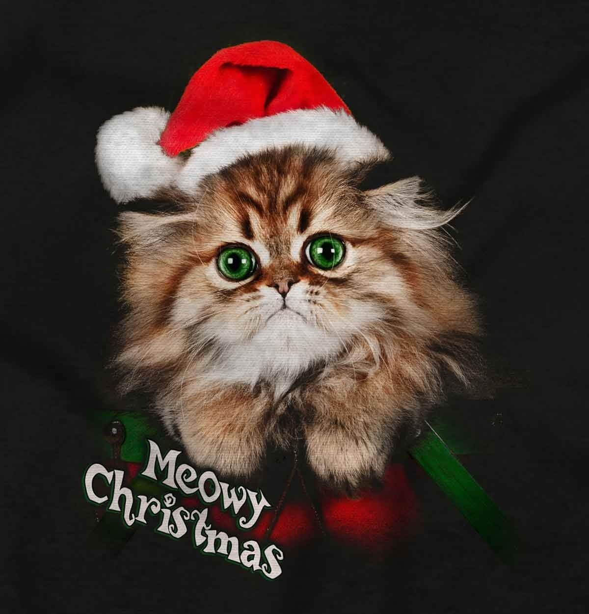 image:imageClassic Teaze Xmas Meowy Christmas Santa Hat Cat Hoodie Sweatshirt WomenMeowy Christmas