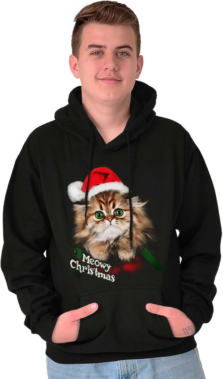 image:imageClassic Teaze Xmas Meowy Christmas Santa Hat Cat Hoodie Sweatshirt WomenMeowy Christmas