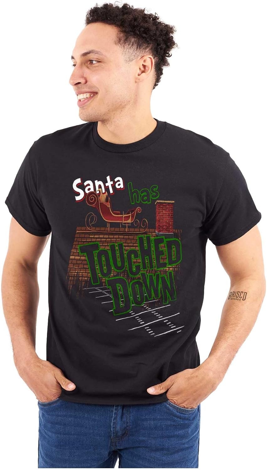 image:imageFunny Christmas Santa Touched Down Graphic T Shirt Men or WomenBlack