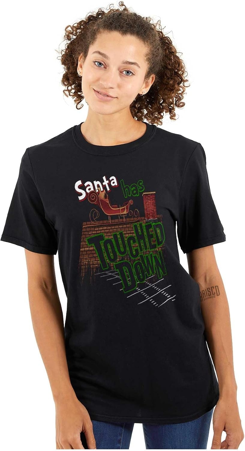 image:imageFunny Christmas Santa Touched Down Graphic T Shirt Men or WomenBlack