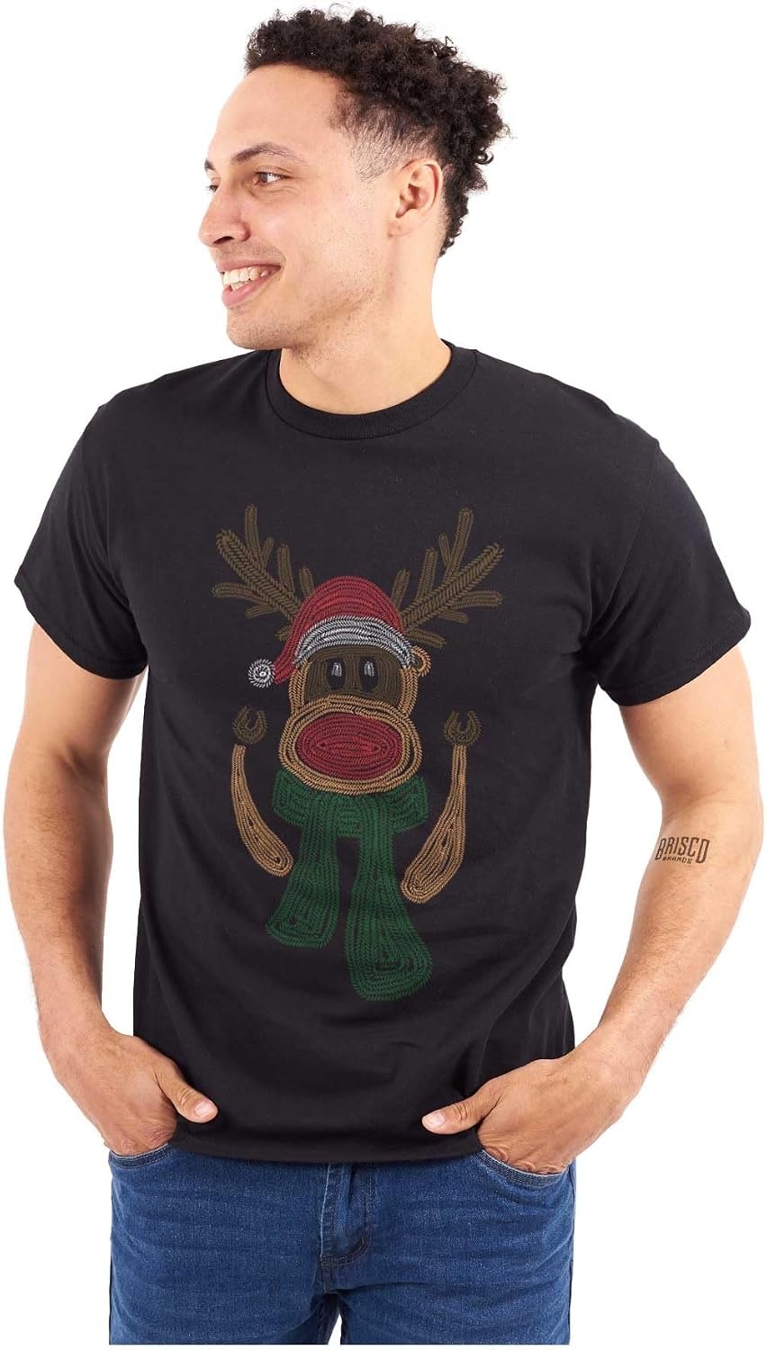 image:imageRudolph Red Nose Reindeer Knit Print Graphic T Shirt Men or WomenBlack