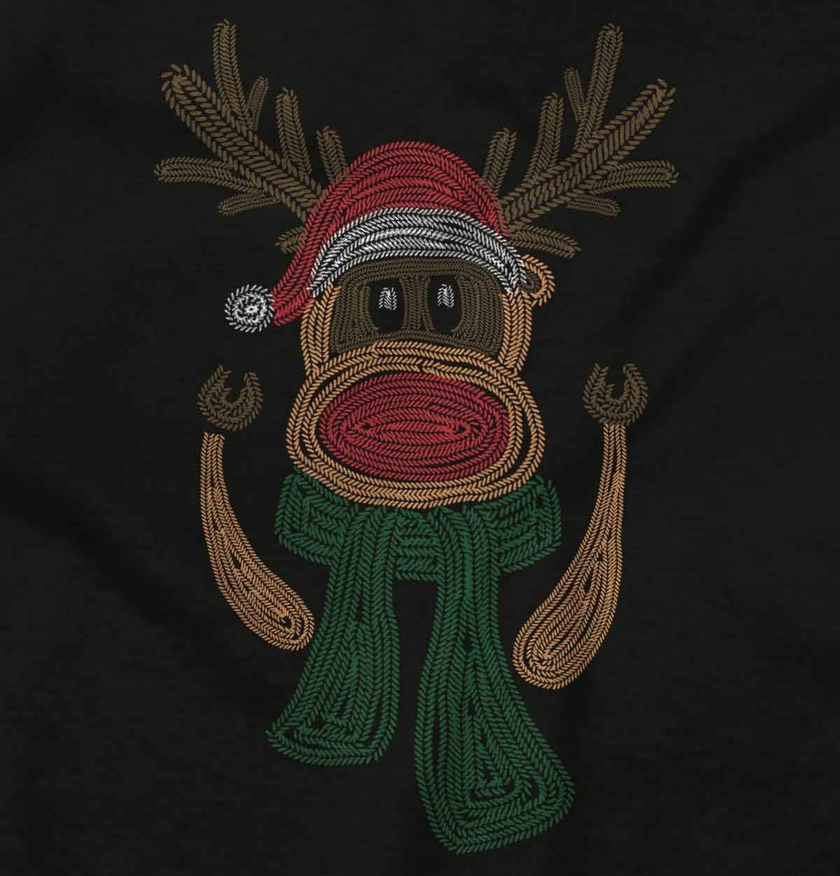 image:imageRudolph Red Nose Reindeer Knit Print Long Sleeve Tshirt Men WomenBlack