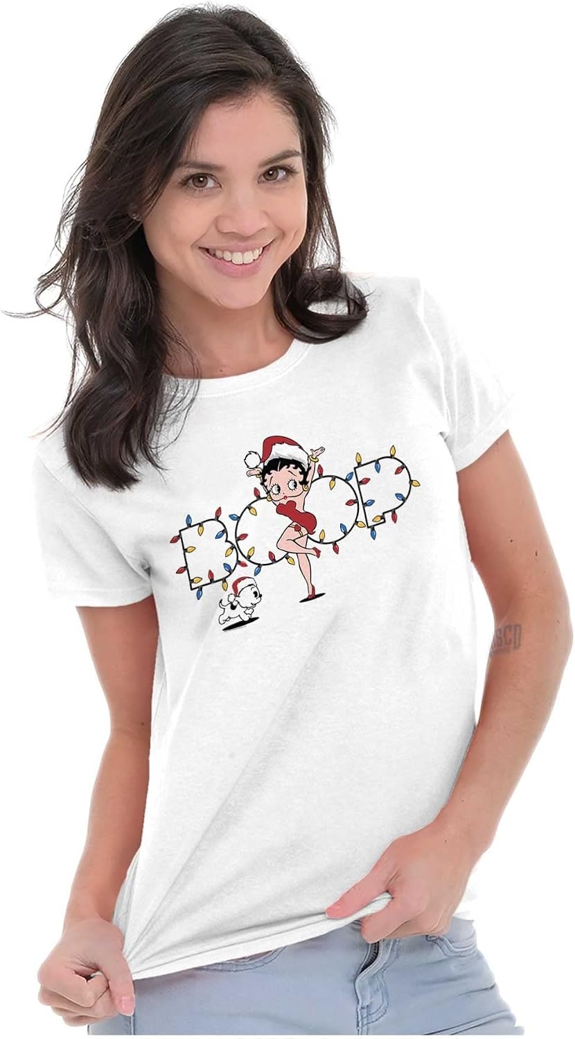 image:imageSanta Betty Boop Christmas Lights Womens Slim Fit Graphic Tee