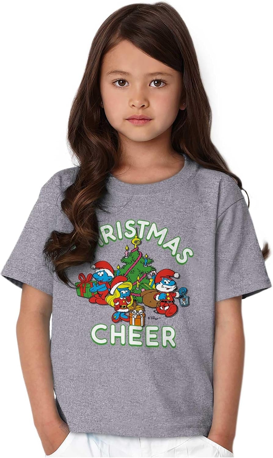 image:imageSmurfs Holiday Christmas Cheer Crewneck T Shirts Boy GirlSport Grey