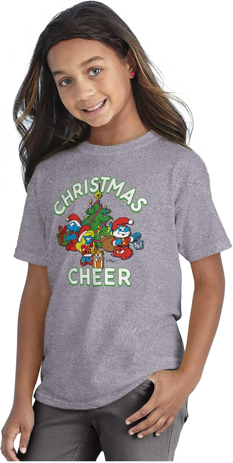 image:imageSmurfs Holiday Christmas Cheer Crewneck T Shirts Boy GirlSport Grey