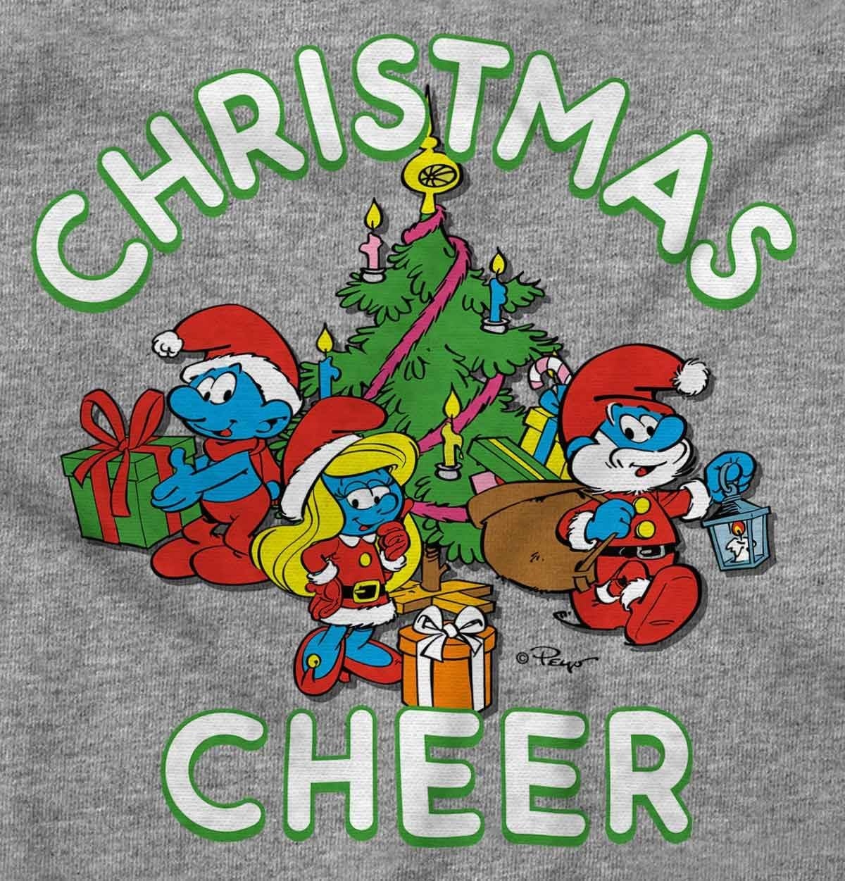image:imageSmurfs Holiday Christmas Cheer Crewneck T Shirts Boy GirlSport Grey