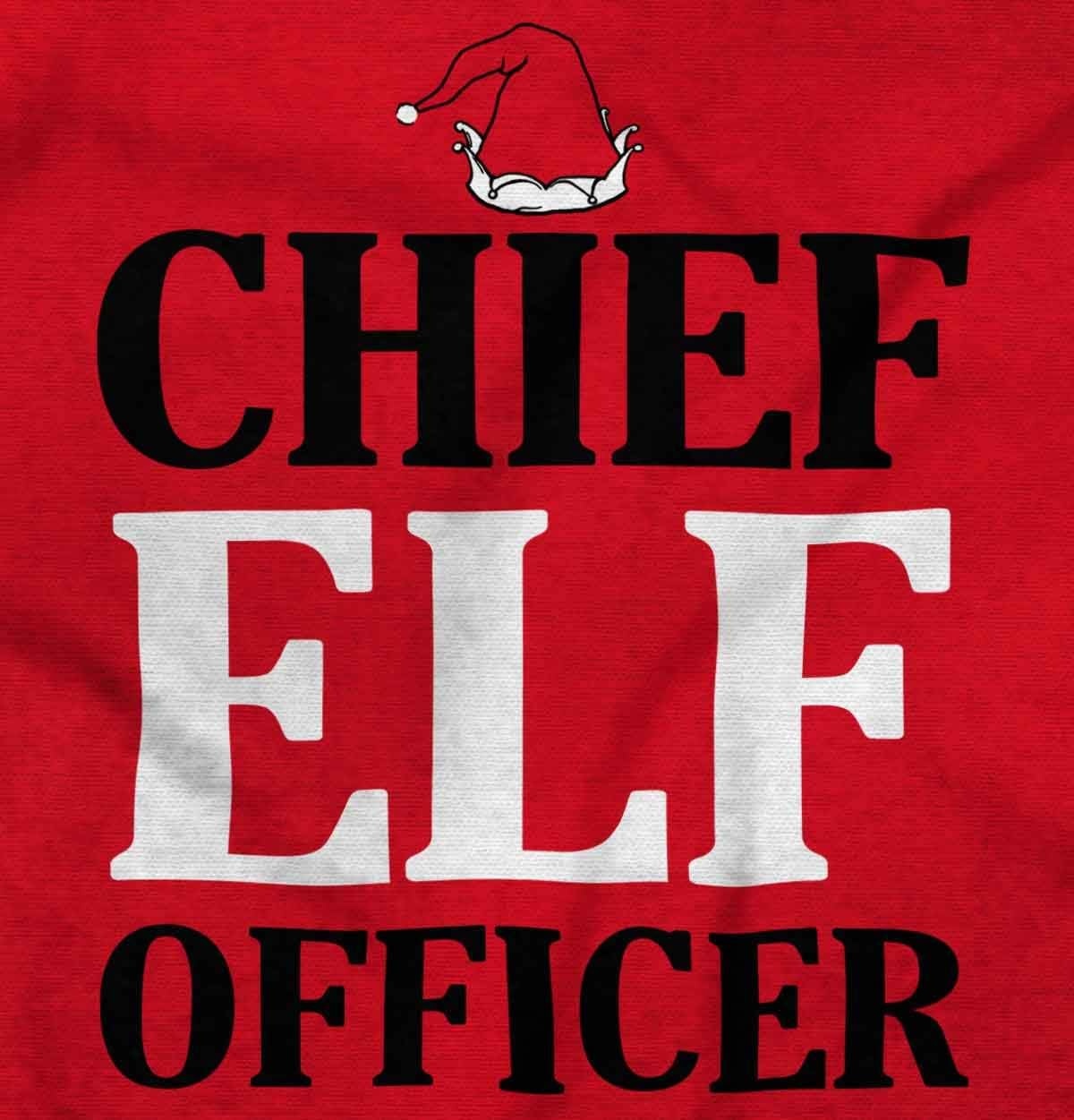 image:imageXmas Chief Elf Officer Santa Helper Long Sleeve Tshirt Men WomenRed