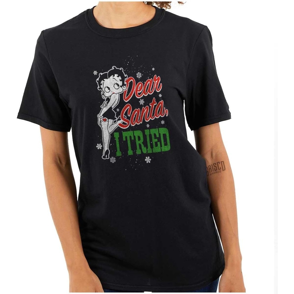 image:imageBetty Boop Christmas Dear Santa Womens Graphic T Shirt TeesBlack