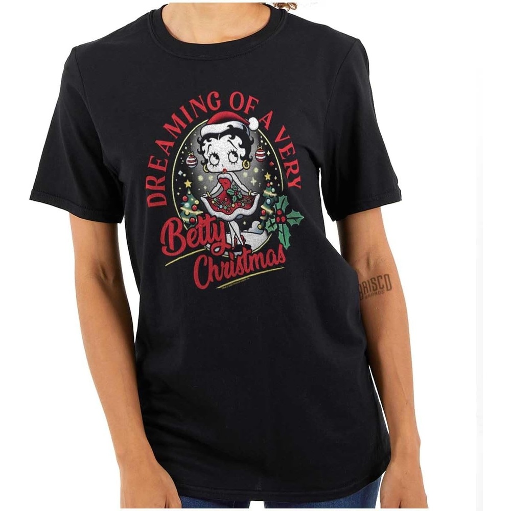image:imageBetty Boop Dreaming of Christmas Womens Graphic T Shirt TeesBlack