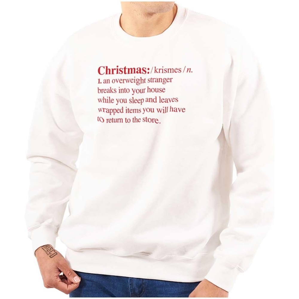 image:imageBrisco Brands Christmas Xmas Definition Funny Sweatshirt for Men or WomenWhite