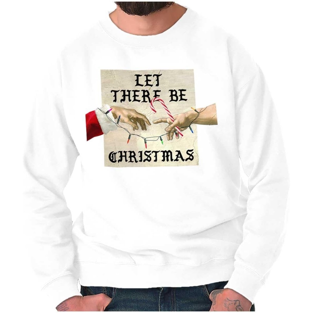 image:imageBrisco Brands Let There Be Christmas Modern Art Sweatshirt for Men or WomenWhite