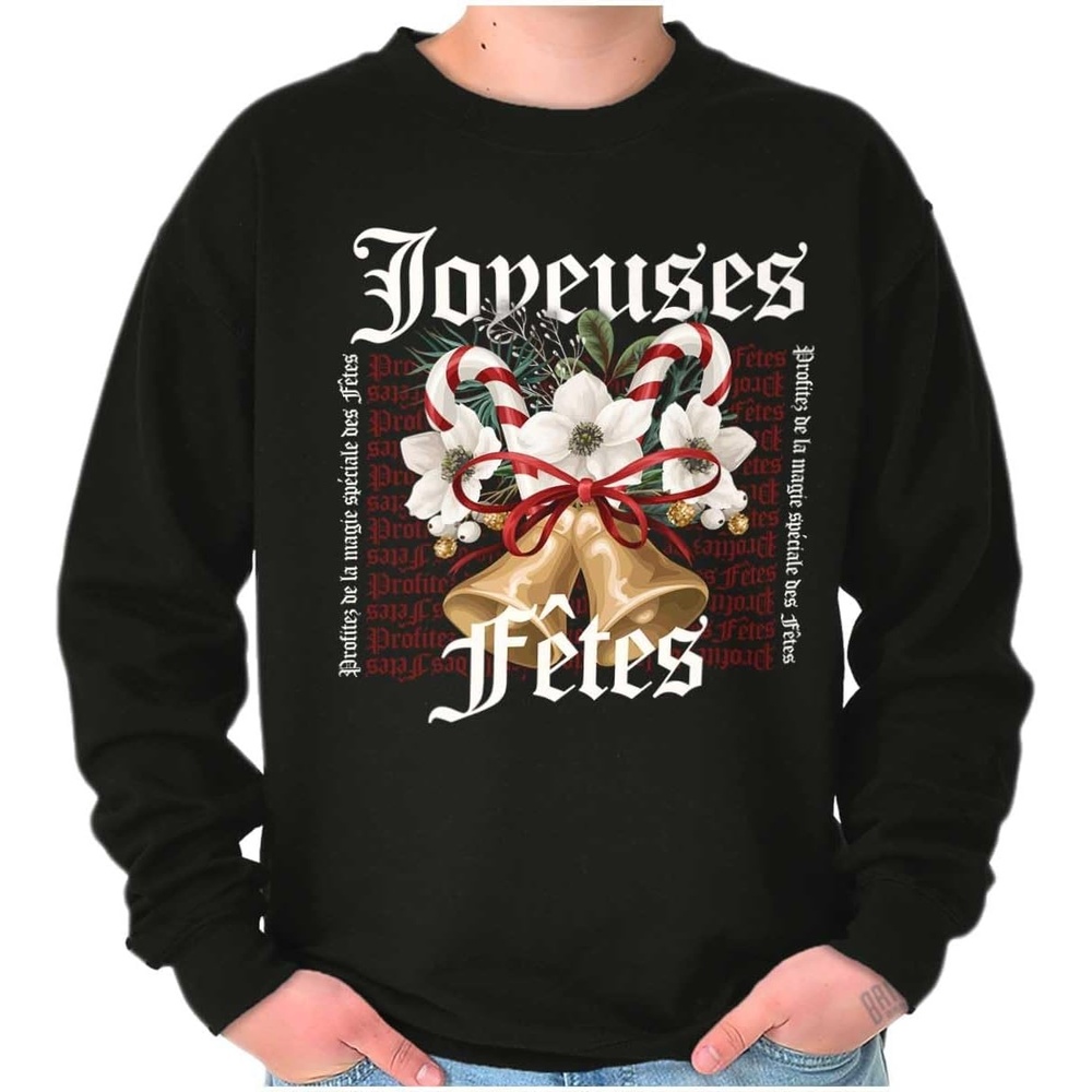 image:imageChristmas Bells Joyeuses Fetes Sweatshirt for Men or WomenBlack