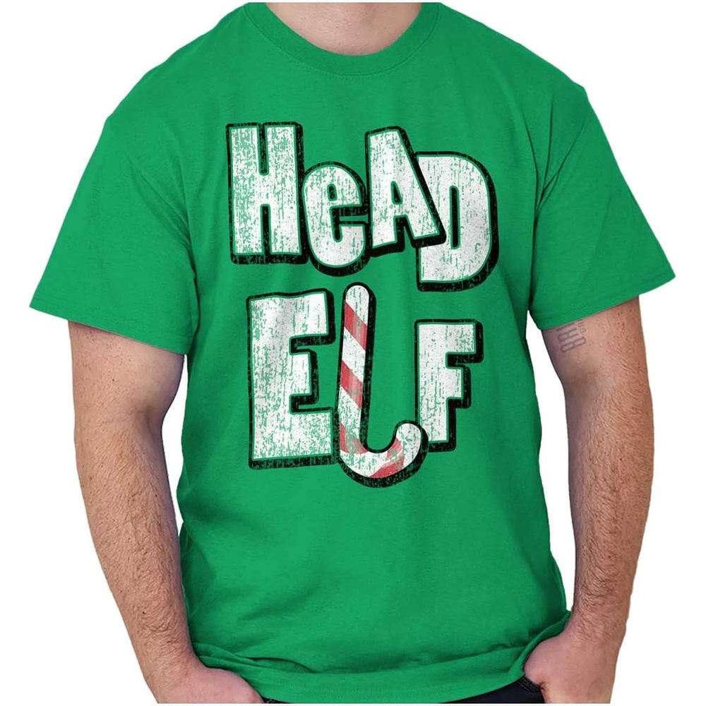 image:imageChristmas Head Elf Candy Cane Graphic T Shirt Men or Women Irish Green