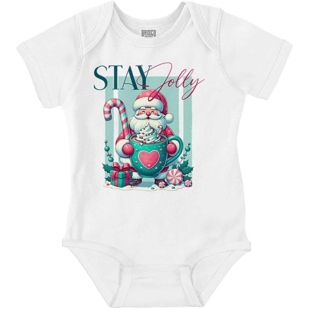 image:imageChristmas Santa Claus Stay Jolly Baby Romper Boys or GirlsWhite