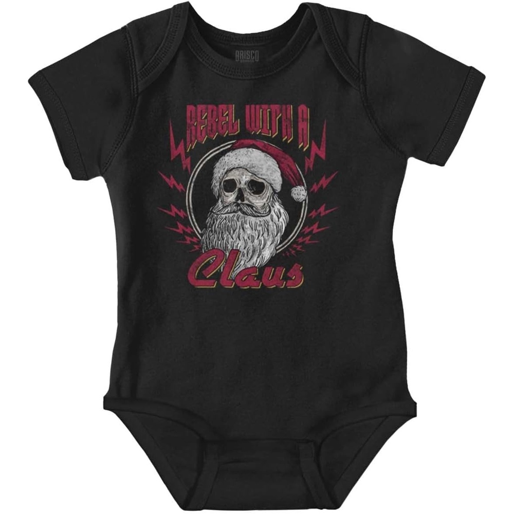 image:imageChristmas Santa Rebel With A Claus Baby Romper Boys or GirlsBlack