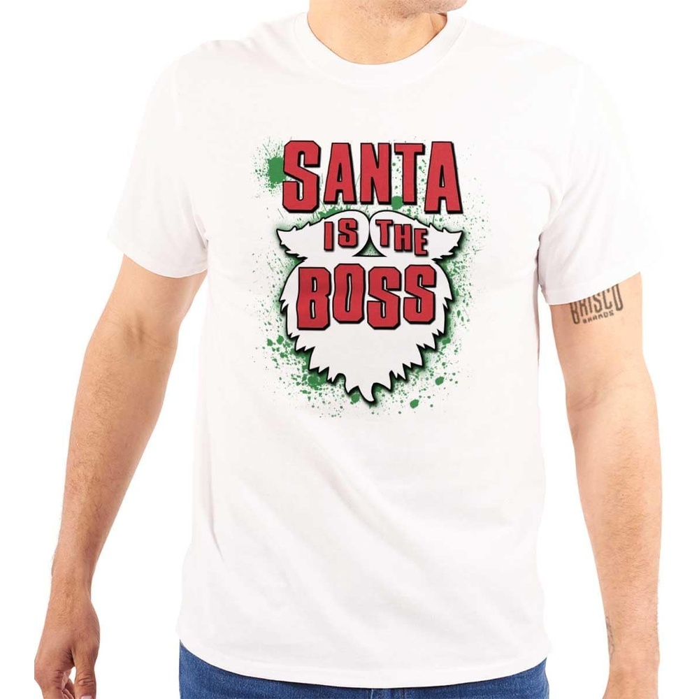 image:imageChristmas Santa is The Boss Beard Graphic T Shirt Men or WomenWhite