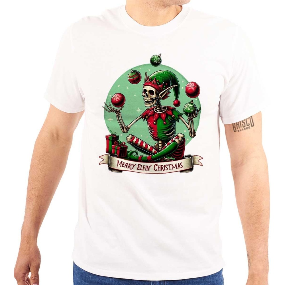 image:imageChristmas Skeleton Juggling Elf Graphic T Shirt Men or WomenWhite