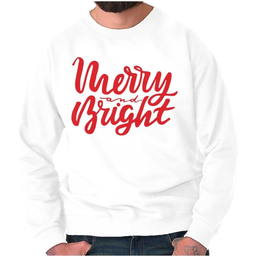 image:imageClassic Christmas Merry and Bright Sweatshirt for Men or WomenWhite