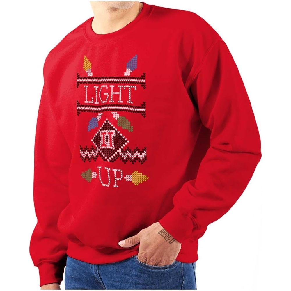 image:imageClassic Teaze Merry Christmas Ya Filthy Animal Sweatshirt for Men or WomenLight It Up Red