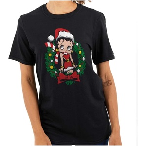 Betty Boop Christmas Cute Vintage Womens Graphic T Shirt Tees(Black)