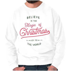 Brisco Brands Believe in the Magic of Christmas Sweatshirt for Men or Women(White)