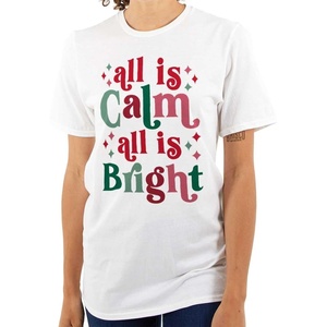 Brisco Brands Christmas All is Calm Song Lyric Womens Graphic T Shirt Tees(White)