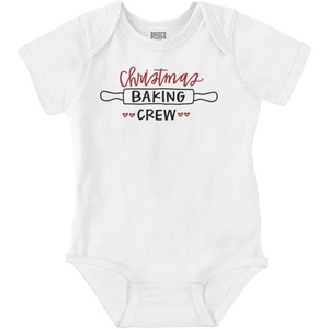 Brisco Brands Christmas Baking Crew Rolling Pin Baby Romper Boys or Girls(White)