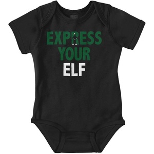 Brisco Brands Christmas Express Your Elf Xmas Baby Romper Boys or Girls(Black)