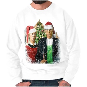 Brisco Brands Christmas Gothic Art Xmas Couple Sweatshirt for Men or Women(White)