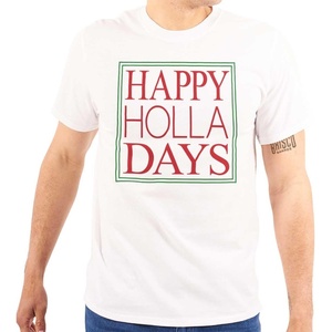 Brisco Brands Christmas Happy Holla Days Yuletide Graphic T Shirt Men or Women(White)